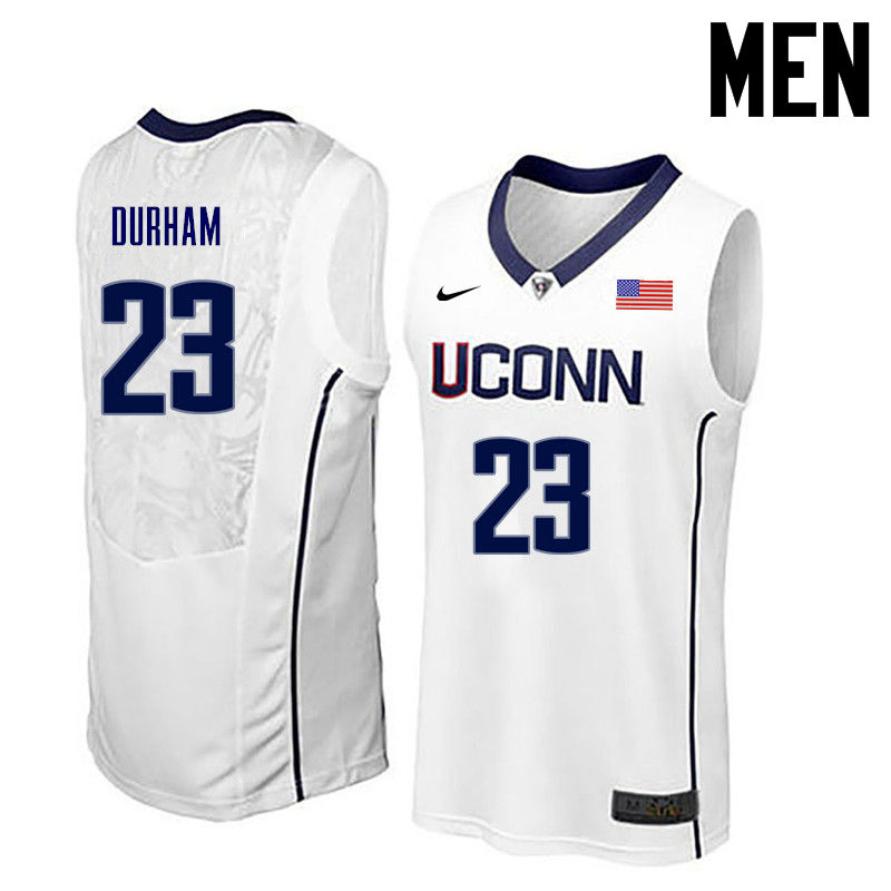 Men Uconn Huskies #23 Juwan Durham College Basketball Jerseys-White